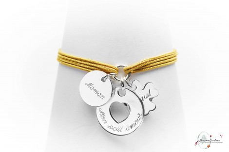 Bracelet Caravelle personnalisé gravé avec médaille