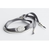 Bracelet jonc argent Faubourg sur lien satin